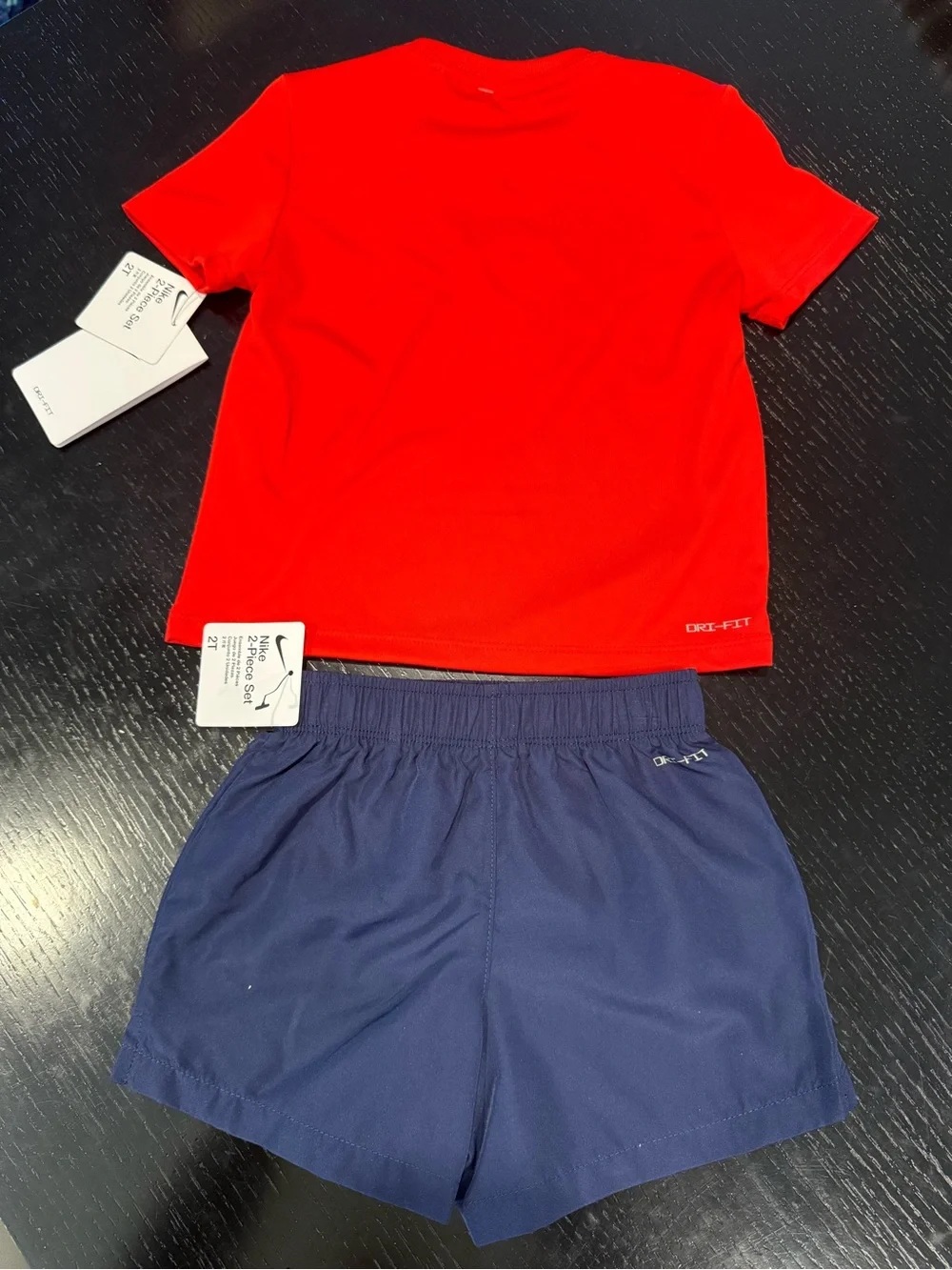Nike Kids Red Tee with Navy Athletic Shorts Set